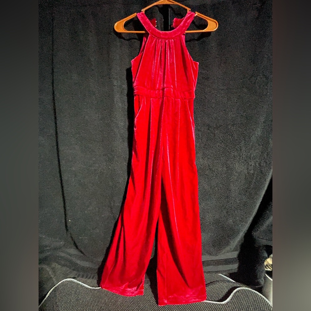 GB girls Red Jumpsuit with Full-Length Sleeves